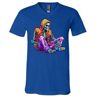 Spooky Skeleton Halloween Monster Thrills And Suspense Gift V-Neck T-Shirt