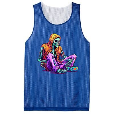 Spooky Skeleton Halloween Monster Thrills And Suspense Gift Mesh Reversible Basketball Jersey Tank