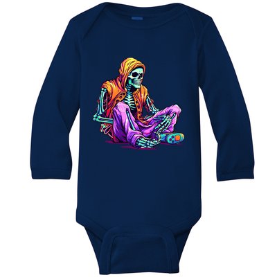 Spooky Skeleton Halloween Monster Thrills And Suspense Gift Baby Long Sleeve Bodysuit