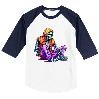 Spooky Skeleton Halloween Monster Thrills And Suspense Gift Baseball Sleeve Shirt