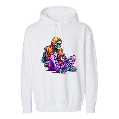 Spooky Skeleton Halloween Monster Thrills And Suspense Gift Garment-Dyed Fleece Hoodie