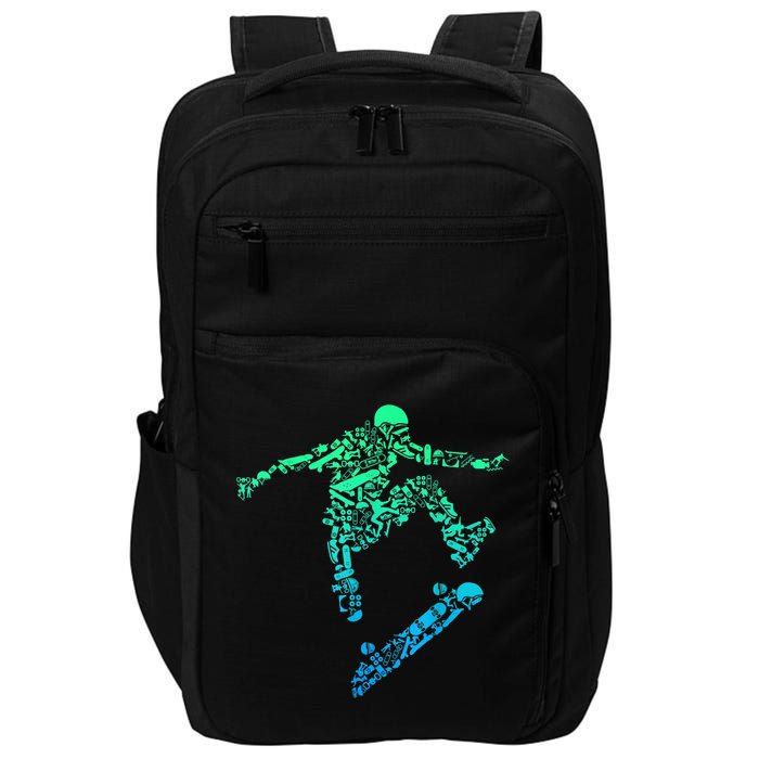 Skater Skateboarding Helmet Gear Skateboard Skateboarder T Impact Tech Backpack