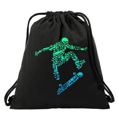 Skater Skateboarding Helmet Gear Skateboard Skateboarder T Drawstring Bag