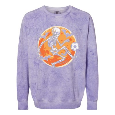 Soccer Skeleton Halloween Soccer Player Funny Gift Colorblast Crewneck Sweatshirt