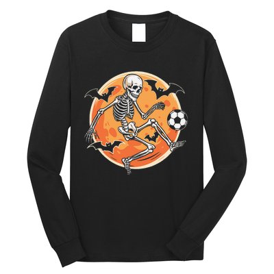 Soccer Skeleton Halloween Soccer Player Funny Gift Long Sleeve Shirt