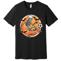 Soccer Skeleton Halloween Soccer Player Funny Gift Premium T-Shirt