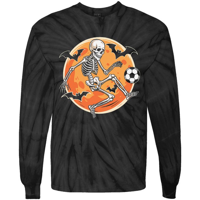 Soccer Skeleton Halloween Soccer Player Funny Gift Tie-Dye Long Sleeve Shirt