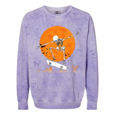 Skateboarding Skeleton Halloween Skating Skeleton Colorblast Crewneck Sweatshirt