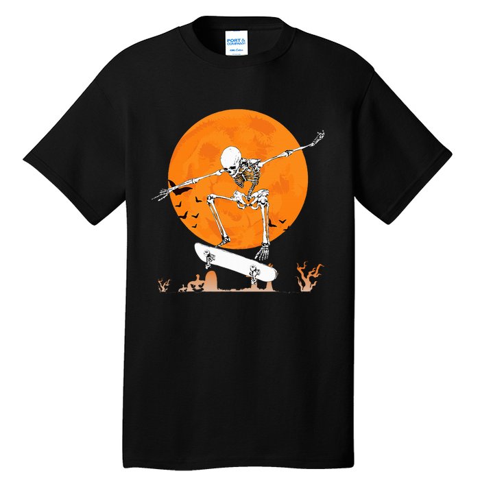 Skateboarding Skeleton Halloween Skating Skeleton Tall T-Shirt