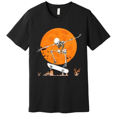 Skateboarding Skeleton Halloween Skating Skeleton Premium T-Shirt