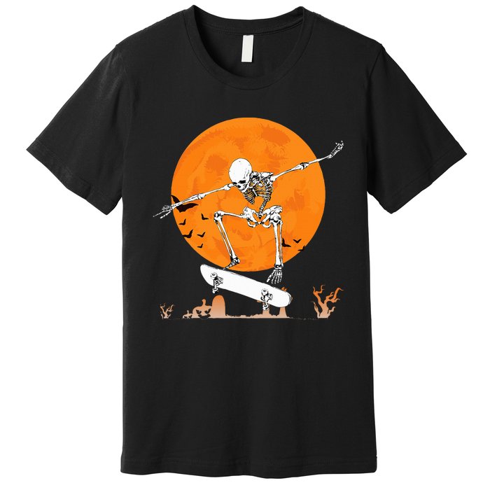 Skateboarding Skeleton Halloween Skating Skeleton Premium T-Shirt