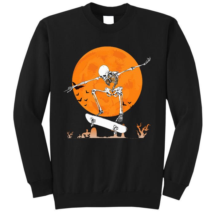 Skateboarding Skeleton Halloween Skating Skeleton Tall Sweatshirt