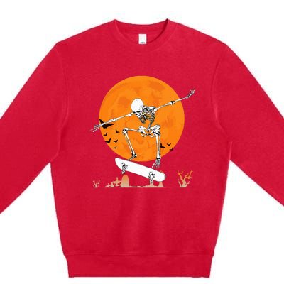 Skateboarding Skeleton Halloween Skating Skeleton Premium Crewneck Sweatshirt