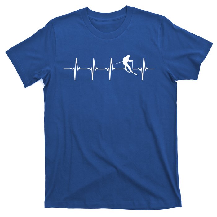 Skiing Ski Heartbeat Gift For Skiers Cool Gift T-Shirt