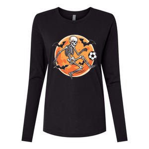 Soccer Skeleton Halloween Soccer Player Funny Womens Cotton Relaxed Long Sleeve T-Shirt