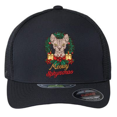 Santa Sphynx Hairless Cat Lovers Christmas Gift Funny Gift Flexfit Unipanel Trucker Cap