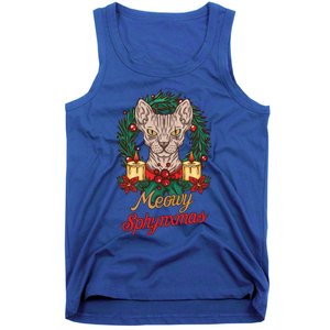 Santa Sphynx Hairless Cat Lovers Christmas Gift Funny Gift Tank Top