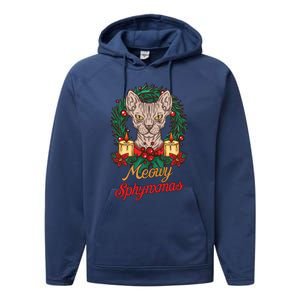 Santa Sphynx Hairless Cat Lovers Christmas Gift Funny Gift Performance Fleece Hoodie