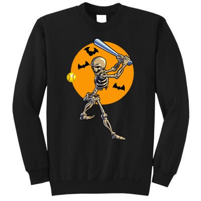 Softball Skeleton Halloween Sweatshirt