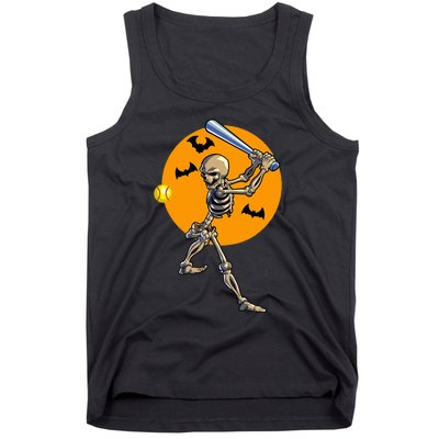 Softball Skeleton Halloween Tank Top