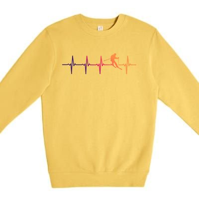 Skiing Ski Heartbeat Gift For Skiers Gift Premium Crewneck Sweatshirt