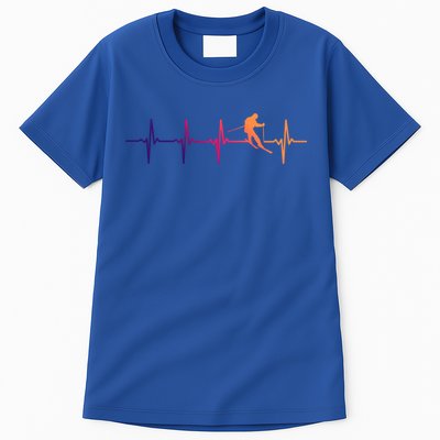 Skiing Ski Heartbeat Gift For Skiers Gift Tall T-Shirt