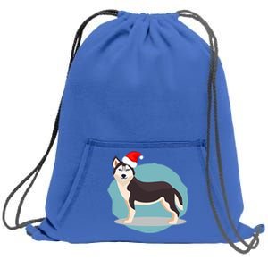 Santa Siberian Husky In Pocket Christmas Husky Lover Cool Gift Sweatshirt Cinch Pack Bag