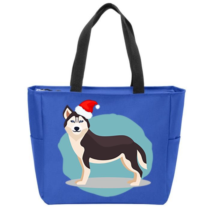 Santa Siberian Husky In Pocket Christmas Husky Lover Cool Gift Zip Tote Bag