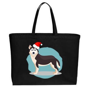 Santa Siberian Husky In Pocket Christmas Husky Lover Cool Gift Cotton Canvas Jumbo Tote