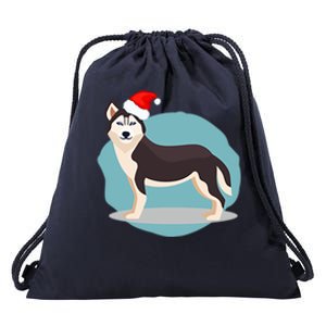 Santa Siberian Husky In Pocket Christmas Husky Lover Cool Gift Drawstring Bag