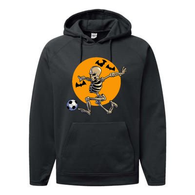 Soccer Skeleton Halloween Soccer Player Halloween Performance Fleece Hoodie