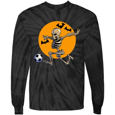 Soccer Skeleton Halloween Soccer Player Halloween Tie-Dye Long Sleeve Shirt