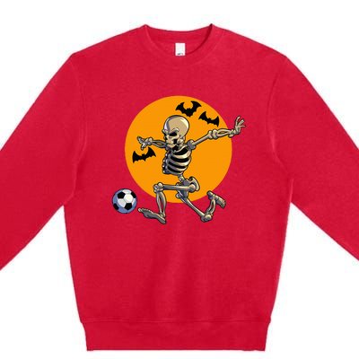 Soccer Skeleton Halloween Soccer Player Halloween Premium Crewneck Sweatshirt