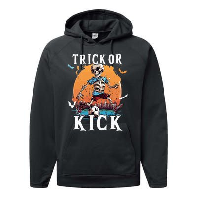 Soccer Skeleton Halloween Soccer Player Halloween Performance Fleece Hoodie