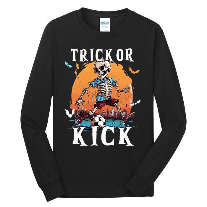 Soccer Skeleton Halloween Soccer Player Halloween Tall Long Sleeve T-Shirt