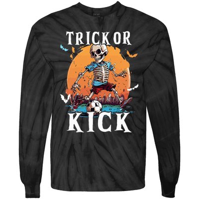 Soccer Skeleton Halloween Soccer Player Halloween Tie-Dye Long Sleeve Shirt