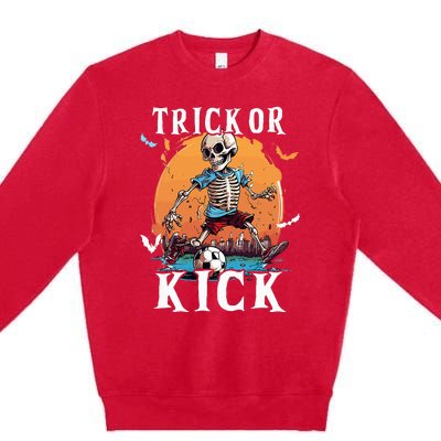 Soccer Skeleton Halloween Soccer Player Halloween Premium Crewneck Sweatshirt