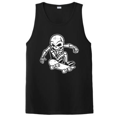 Skeleton Skateboarding Halloween Costume Funny Skull Skater Gift PosiCharge Competitor Tank