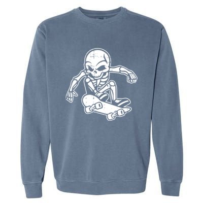 Skeleton Skateboarding Halloween Costume Funny Skull Skater Gift Garment-Dyed Sweatshirt