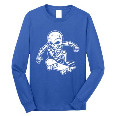 Skeleton Skateboarding Halloween Costume Funny Skull Skater Gift Long Sleeve Shirt