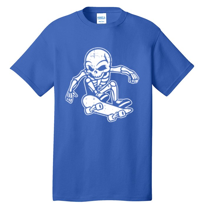 Skeleton Skateboarding Halloween Costume Funny Skull Skater Gift Tall T-Shirt