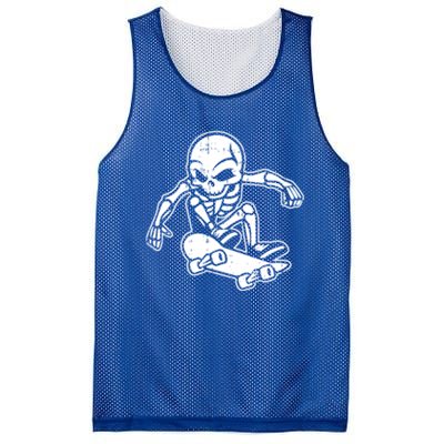 Skeleton Skateboarding Halloween Costume Funny Skull Skater Gift Mesh Reversible Basketball Jersey Tank