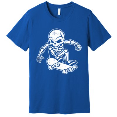 Skeleton Skateboarding Halloween Costume Funny Skull Skater Gift Premium T-Shirt