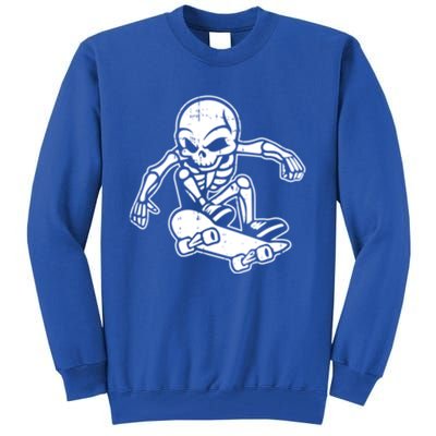 Skeleton Skateboarding Halloween Costume Funny Skull Skater Gift Tall Sweatshirt