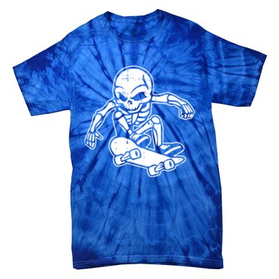 Skeleton Skateboarding Halloween Costume Funny Skull Skater Gift Tie-Dye T-Shirt