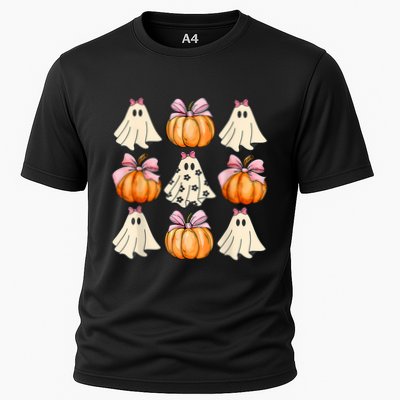 Spooky Season Halloween Ghost Pumpkin Ribbon Coquette Bow Performance Shirt