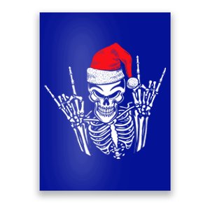 Skeleton Santa Hat Rock And Roll Hand Cool Christmas Xmas Gift Poster