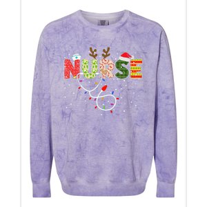 Stethoscope Santa Hat Reindeer Xmas Christmas Nurse Cool Gift Colorblast Crewneck Sweatshirt