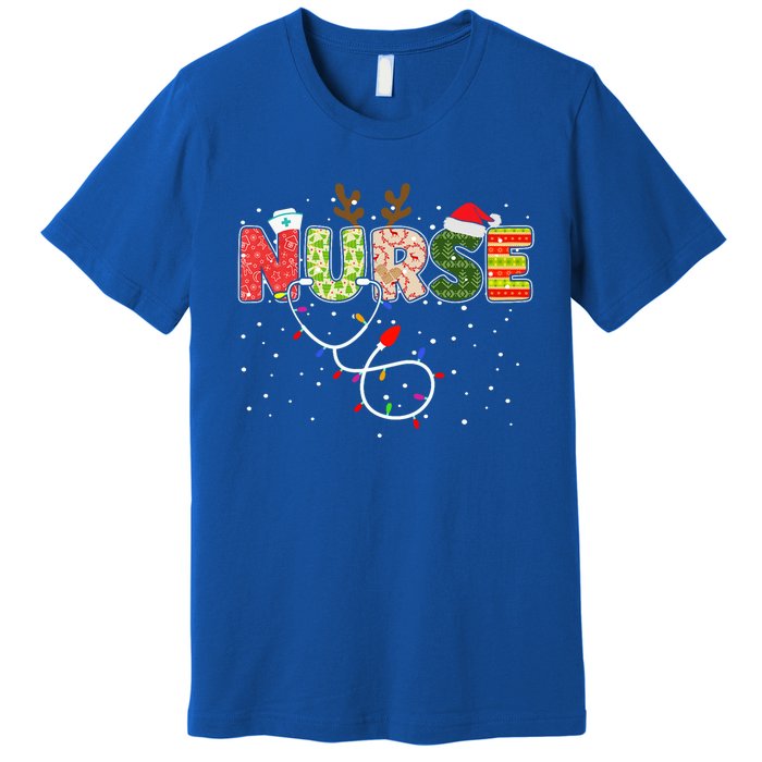 Stethoscope Santa Hat Reindeer Xmas Christmas Nurse Cool Gift Premium T-Shirt