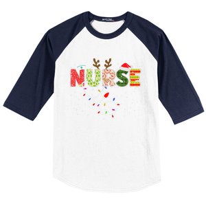 Stethoscope Santa Hat Reindeer Xmas Christmas Nurse Cool Gift Baseball Sleeve Shirt